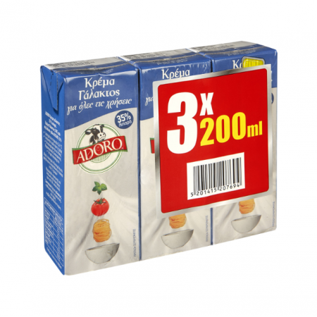 ADORO ΚΡΕΜΑ ΓΑΛΑΚΤΟΣ 35% ΛΙΠΑΡΑ 3*200ml