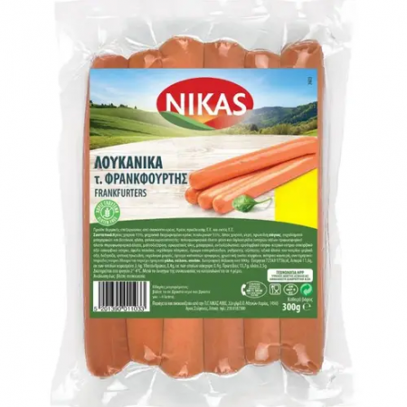 NIKAS ΛΟΥΚΑΝΙΚΑ ΦΡΑΝΚ/ΤΗΣ ΧΩΡΙΣ ΓΛΟΥΤΕΝΗ 300gr