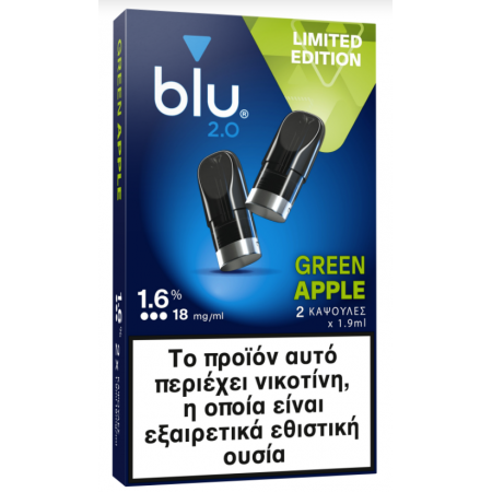 BLU 2.0 PODS GREEN APPLE 1.6%