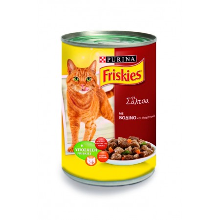 FRISKIES ΚΟΝΣΕΡΒΑ ΓΑΤΑΣ ΒΟΔΙΝΟ ΚΑΙ ΛΑΧΑΝΙΚΑ 400ΓΡ