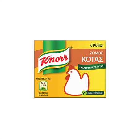 Knorr Κύβοι Ζωμού Κότας 3lt 6 Τεμάχια
