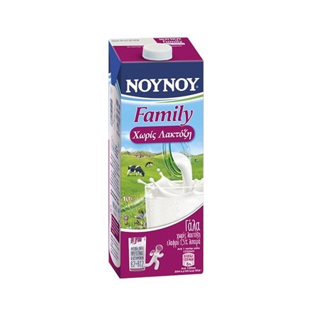 Νουνού Family Γάλα Υψηλής Παστερίωσης Ελαφρύ Χωρίς Λακτόζη 1lt