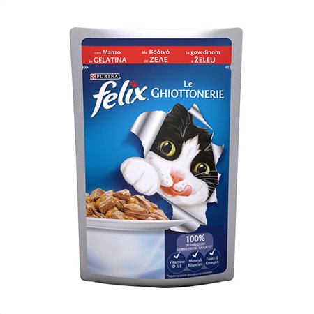 Felix Υγρή Τροφή Γάτας Βοδινό Σε Ζελέ 100gr