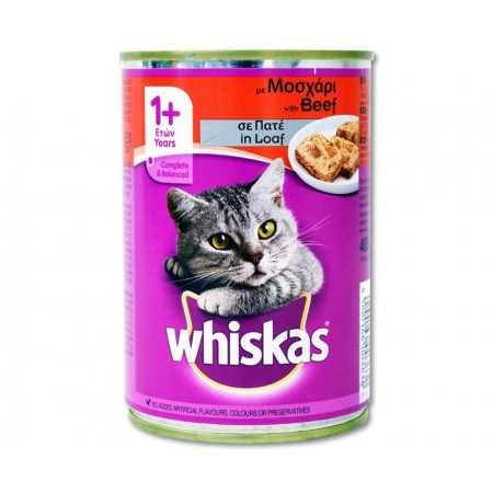 WHISKAS ΚΟΝΣΕΡΒΑ ΜΟΣΧΑΡΙ ΠΑΤΕ 400gr