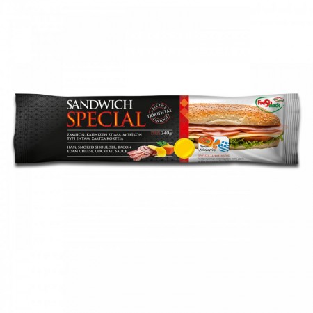 FRESH SNACK SANDWICH SPECIAL ME Τυρί Edam, ζαμπόν, σπάλα καπνιστή, μπέικον, σάλτσα κοκτέιλ 240GR